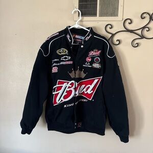 Budweiser Black and White Racing Bomber Jacket